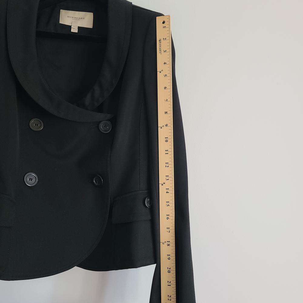 Burberry London Black Double-Breasted Wool Women's Blaser Jacket Size 12 - Picture 9 of 15